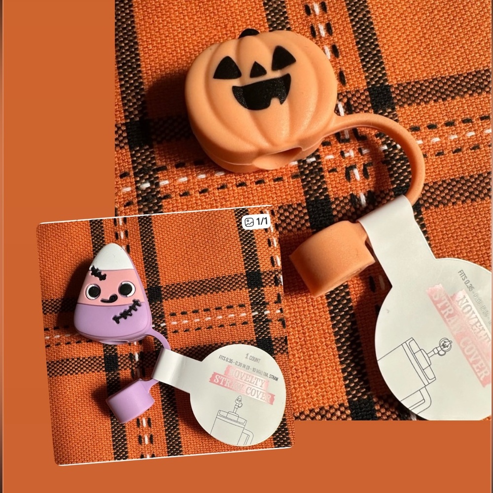 Spooky Pumpkin and Candy Corn Drink stoppers
